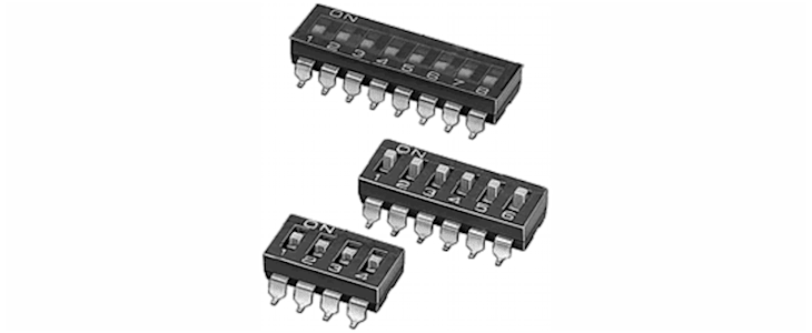 2 Way Surface Mount DIP Switch SPST, Raised Actuator Actuator, IP40