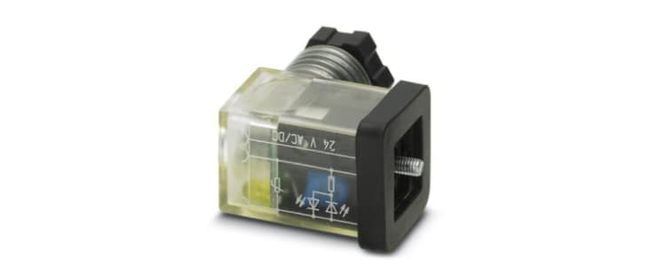 Phoenix Contact, Male Solenoid Valve Connector,  with Indicator Light, 24 V ac Voltage