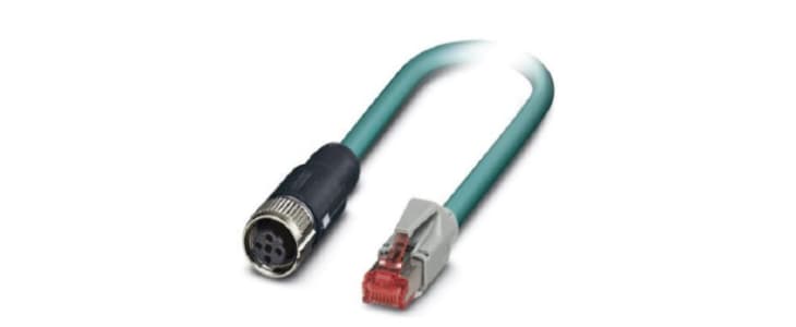 Phoenix Contact Cat5 Straight Female M12 to Straight Male RJ45 Ethernet Cable, Shielded, Blue, 1m