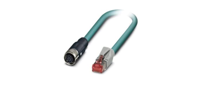 Phoenix Contact Cat5 Straight Female M12 to Straight Male RJ45 Ethernet Cable, Shielded, Blue, 5m