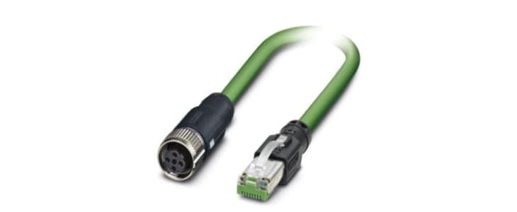 Phoenix Contact Cat5 Straight Female M12 to Straight Male RJ45 Ethernet Cable, Shielded, Green, 5m