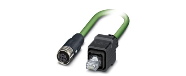 Phoenix Contact Cat5 Straight Female M12 to Straight Male RJ45 Ethernet Cable, Shielded, Green, 1m