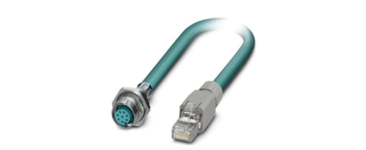 Phoenix Contact Cat5 Straight Female M12 to Straight RJ45 Ethernet Cable, Shielded, Blue, 2m