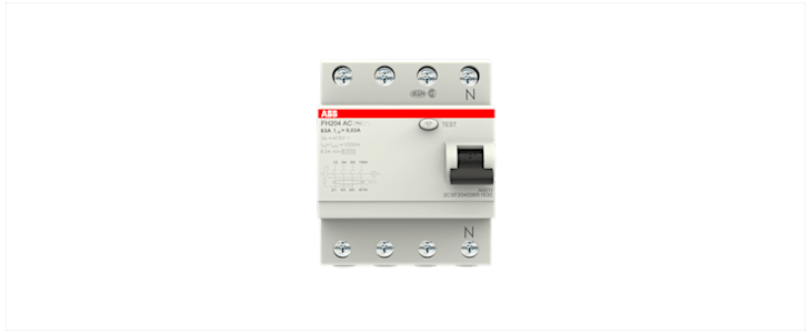 ABB FH200 RCCB, 63A, 4 Pole, 30mA, Type AC, 230/400V