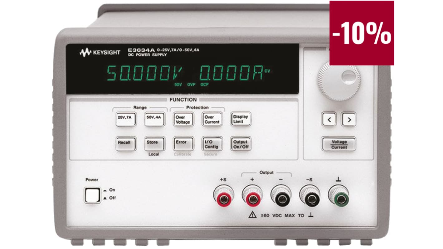 Keysight Technologies Laboratoriestrømforsyning, 1 Udgang, 0 → 25V, 4A, 175W, UKAS kalibreret