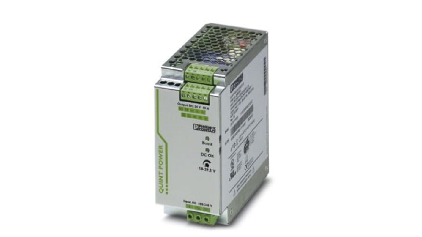 Phoenix Contact QUINT-PS/1AC/24DC/10 Getaktet DIN-Schienen Netzteil 240W, 85 → 264V ac, 24V dc / 10A