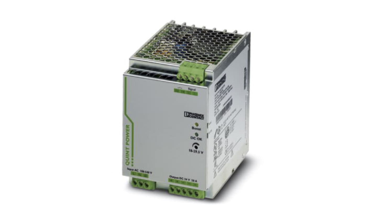 Phoenix Contact QUINT-PS/1AC/24DC/20 Getaktet DIN-Schienen Netzteil 480W, 85 → 264V ac, 24V dc / 20A