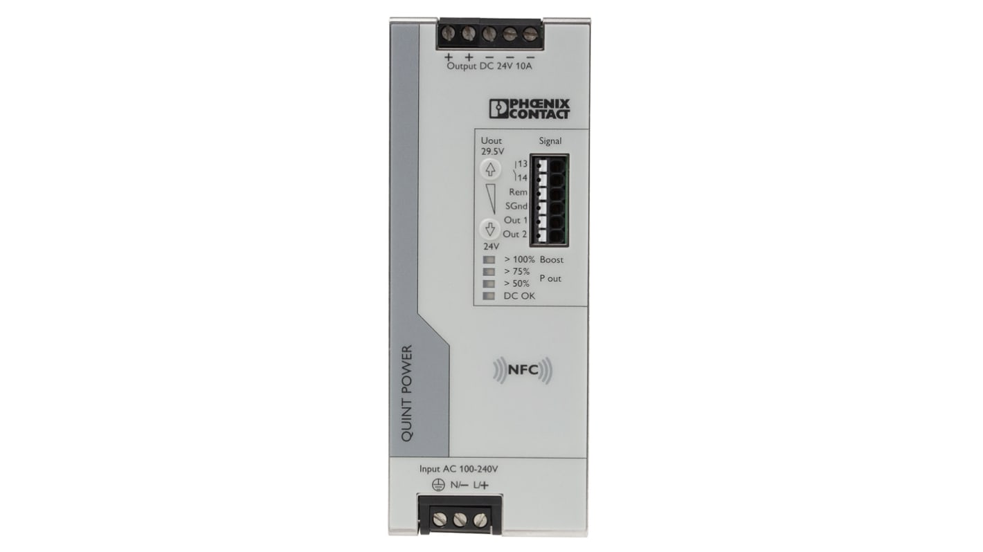 Phoenix Contact QUINT4-PS/1AC/24DC/10 Getaktet DIN-Schienen Netzteil 240W, 230V ac, 24V dc / 10A