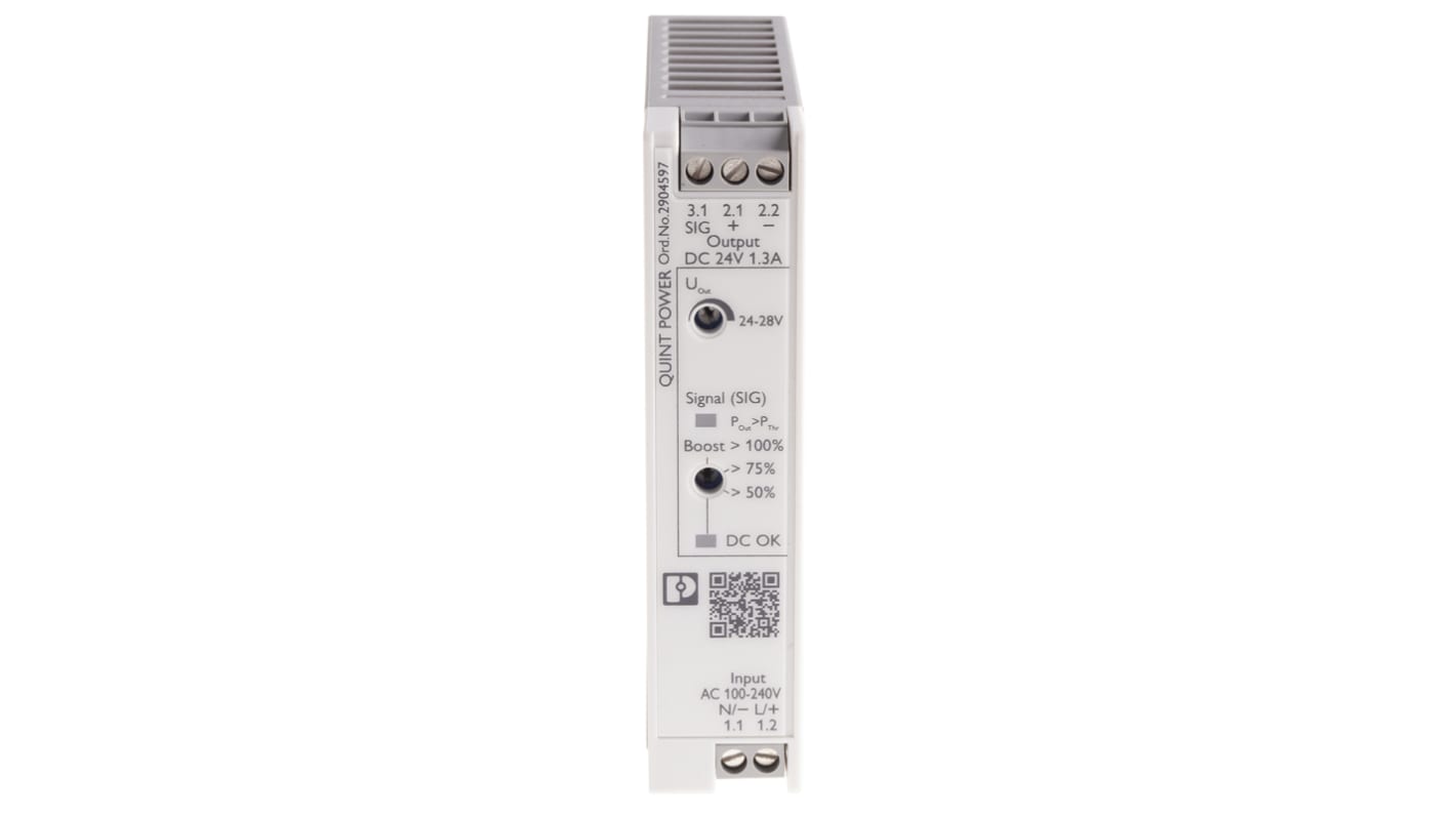 Phoenix Contact QUINT4-PS/1AC/24DC/1.3/SC Getaktet DIN-Schienen Netzteil 30W, 100 → 240 V ac / 110 →