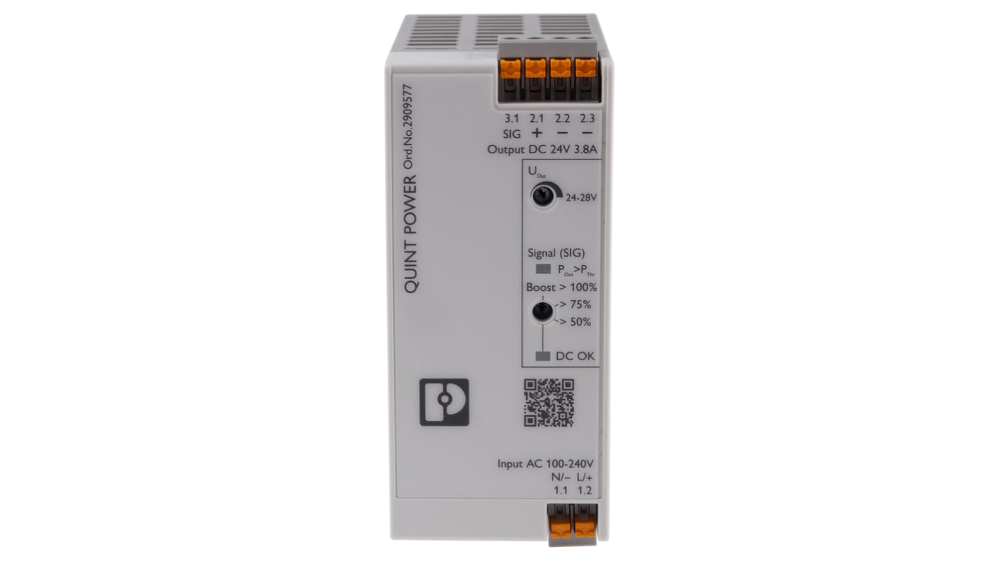 Phoenix Contact QUINT POWER Switched Mode DIN Rail Power Supply, 100 → 240 V ac / 110 → 250V dc ac, dc