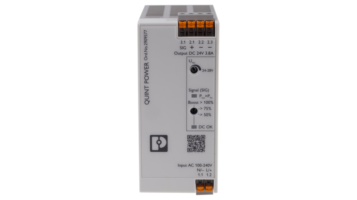 Phoenix Contact QUINT4-PS/1AC/24DC/3.8/PT Getaktet DIN-Schienen Netzteil 90W, 100 → 240 V ac / 110 →