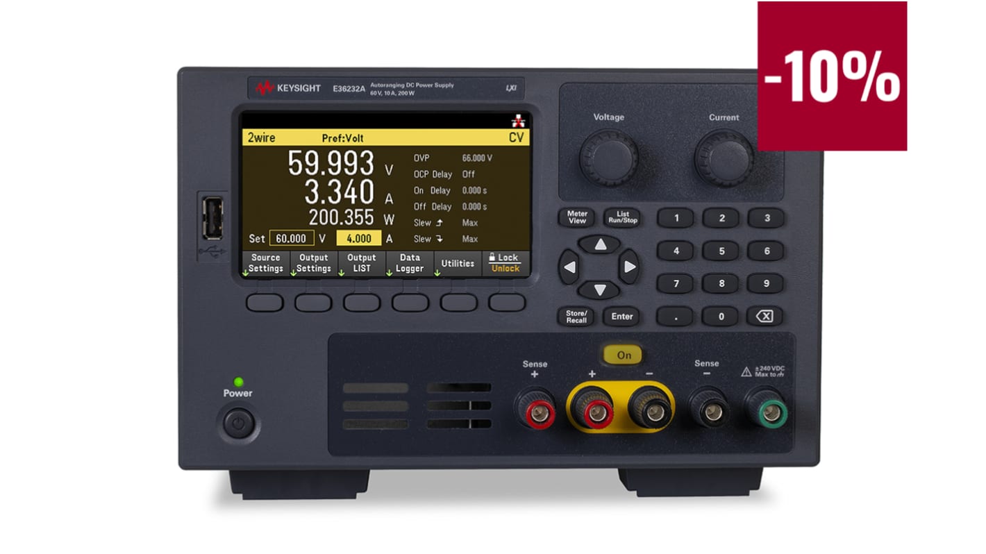 Keysight Technologies E36232A Digital  Labornetzgerät 200W, 0 → 60V dc / 0 → 10A