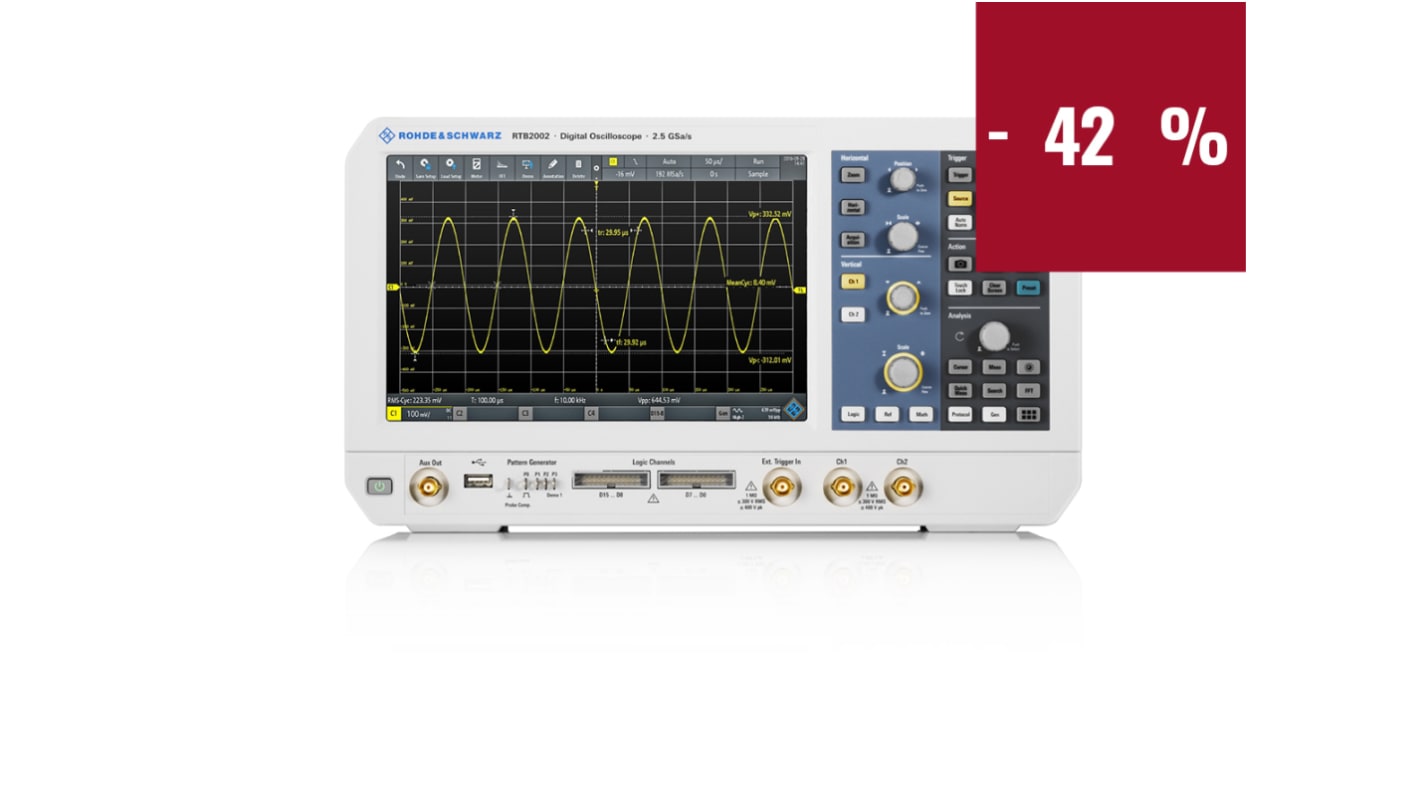 Rohde & Schwarz 300MHz Oscilloskop-pakke, 4-kanal analog, Bordmodel