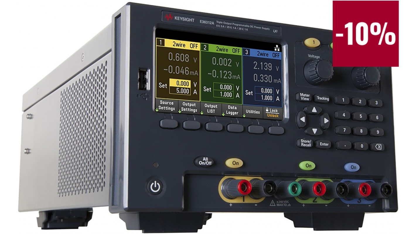 Keysight Technologies E36300 Series Digital Bench Power Supply, 0 → 6V, 1A, 3-Output, 80W - RS Calibrated