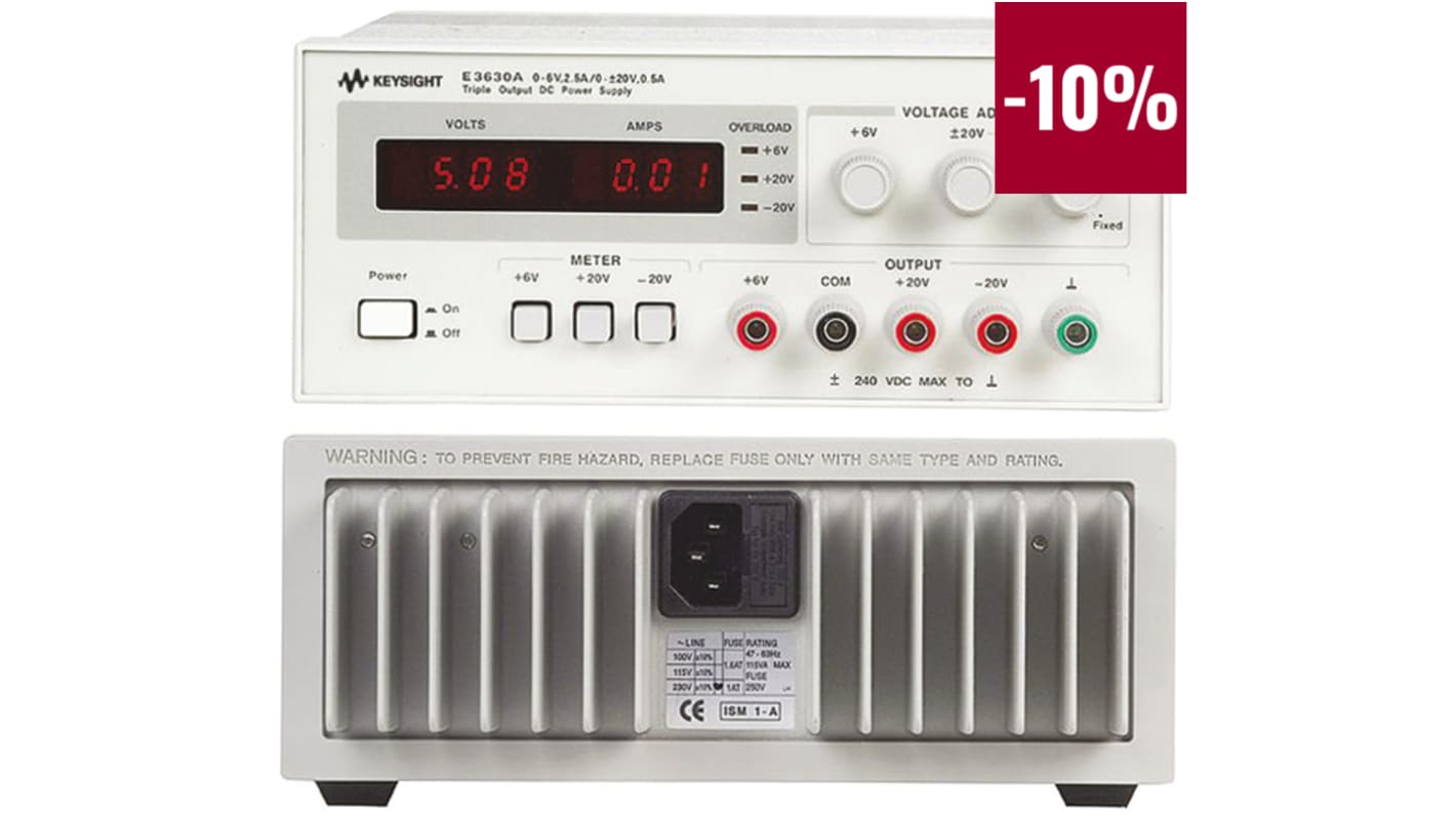 Zasilacz laboratoryjny 0 → 20V 2.5 A, 500mA Keysight Technologies 15W Zasilacz DC z trzema wyjściami