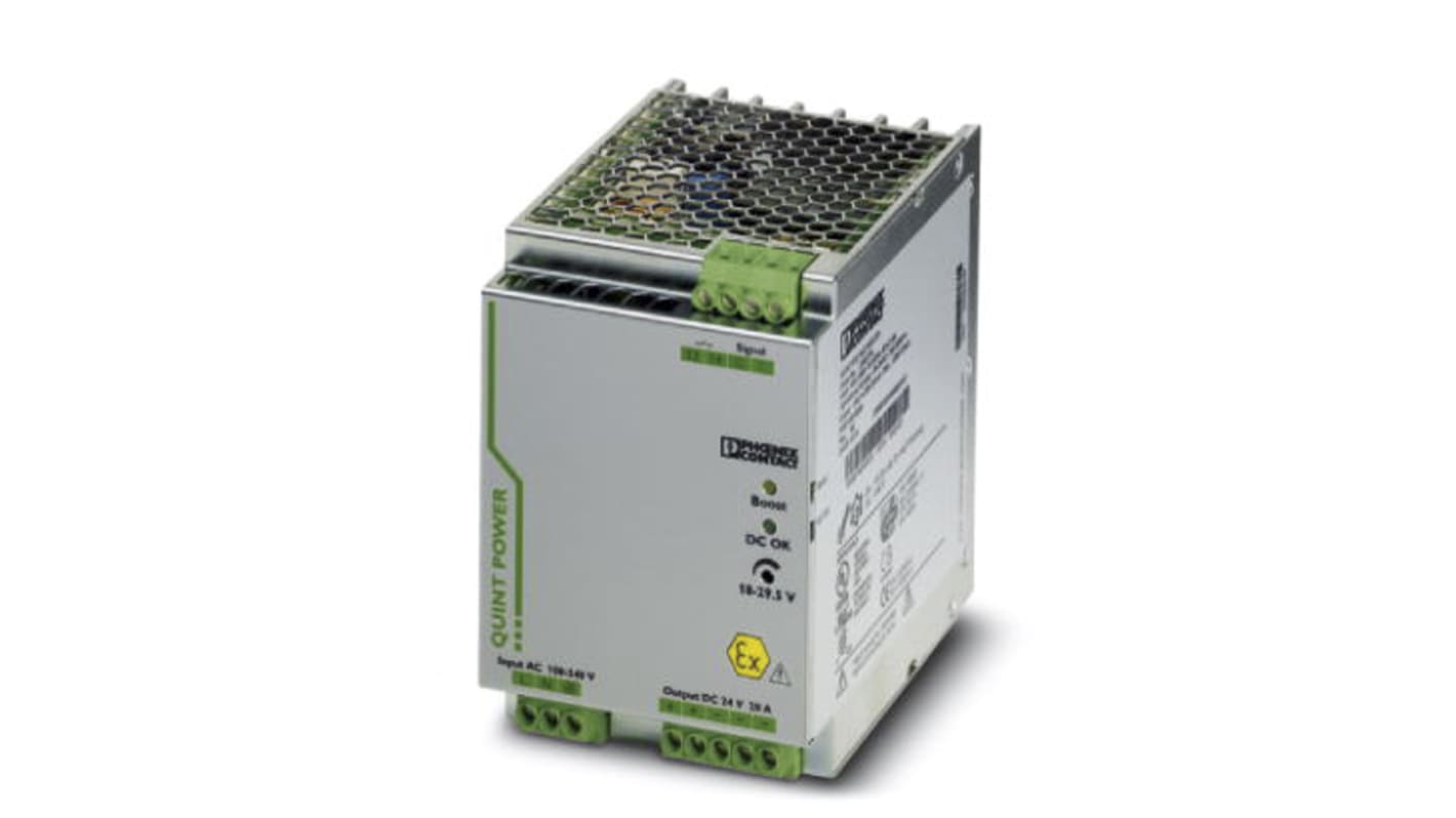 Phoenix Contact QUINT-PS/1AC/24DC/20/CO Getaktet DIN-Schienen Netzteil 480W, 85 → 264V ac, 24V dc / 20A