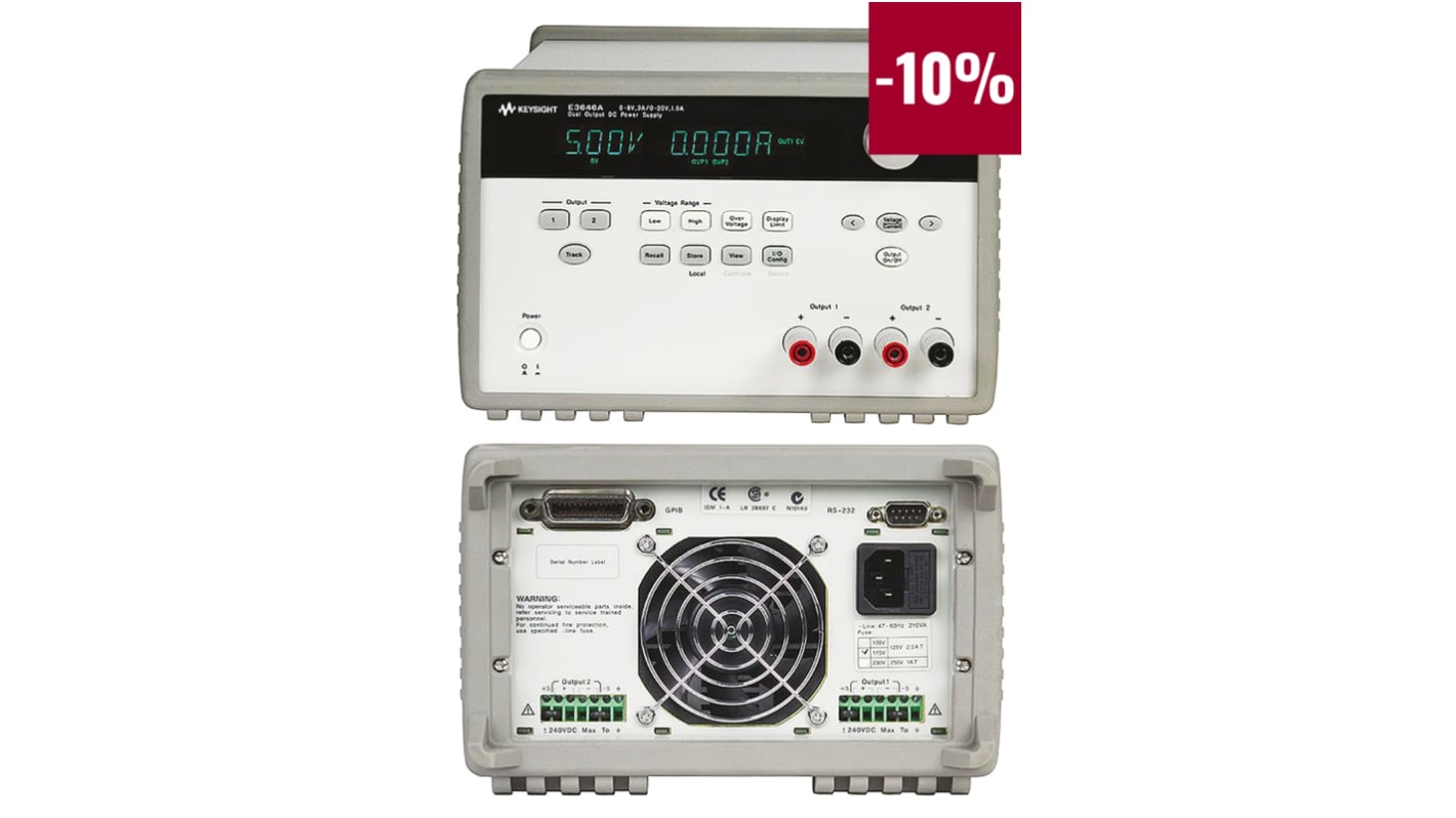 Keysight Technologies 2-Kanal Digital  Labornetzgerät 49W, 0 → 35 V, 0 → 60 V / 1.4 A, 800 mA,