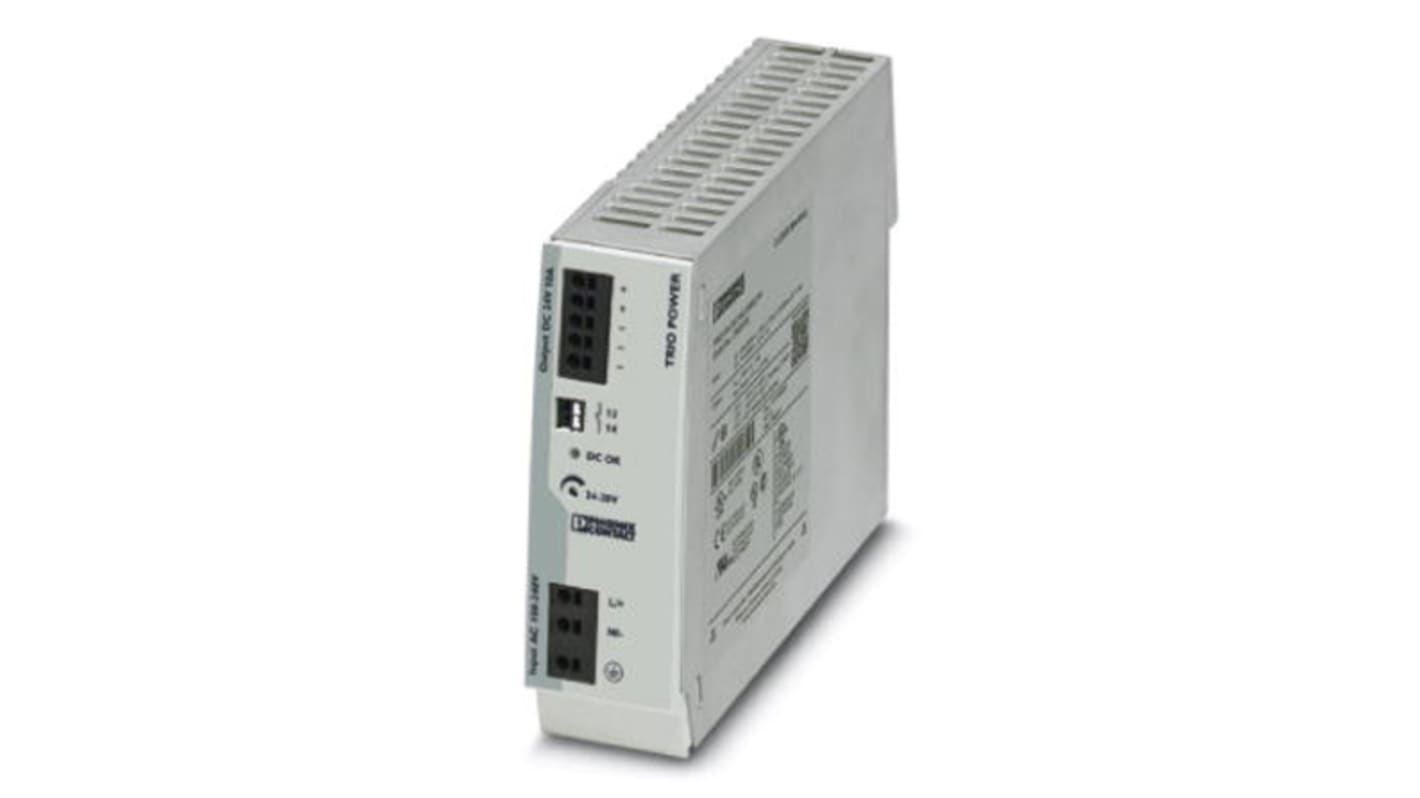 Phoenix Contact TRIO POWER Switched Mode DIN Rail Power Supply, 85 → 264V ac ac Input, 24V dc dc Output, 10A