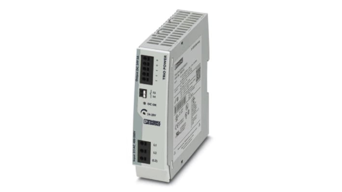 Phoenix Contact TRIO POWER Switched Mode DIN Rail Power Supply, 400V ac ac Input, 24V dc dc Output, 5A Output, 120W