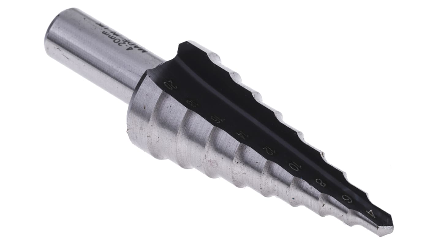 Wiertło Wiertło stopniowe od 4mm do 20mm RS PRO głębokość wiercenia 3mm 9-stopniowe HSS