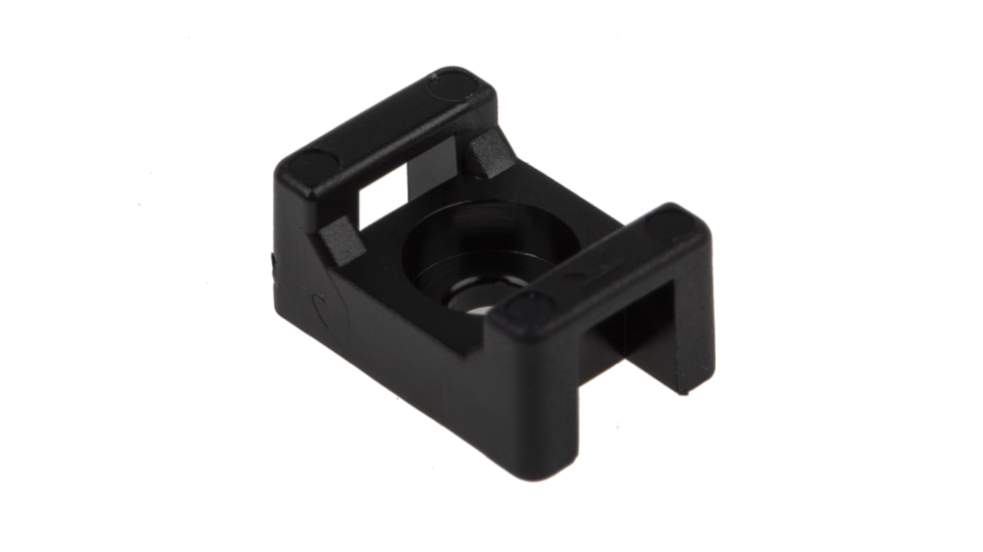 RS PRO Black Cable Tie Mount 10 mm x 15mm, 4.8mm Max. Cable Tie Width