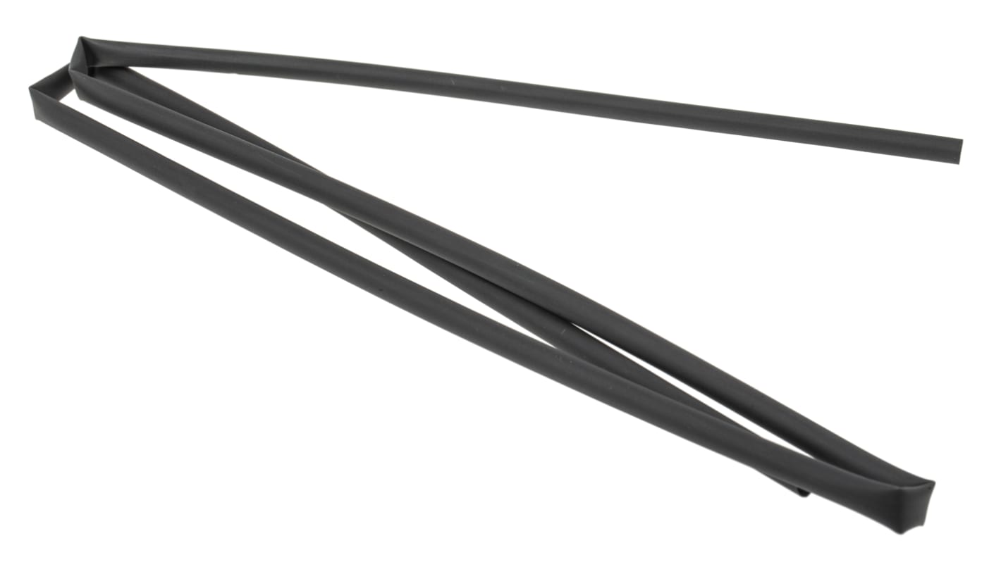 RS PRO Heat Shrink Tubing, Black 6.4mm Sleeve Dia. x 1.2m Length 2:1 Ratio