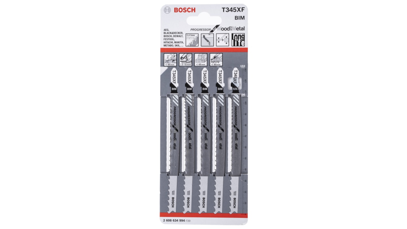 Bosch, 5 - 10 Teeth Per Inch Metal, Wood 108mm Cutting Length Jigsaw Blade, Pack of 2