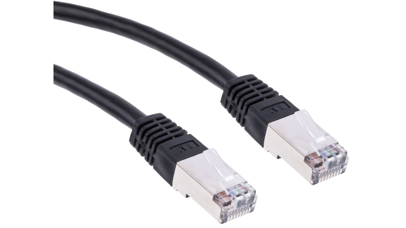 RS PRO Cat6 Male RJ45 to Male RJ45 Ethernet Cable, S/FTP, Black PVC Sheath, 1m