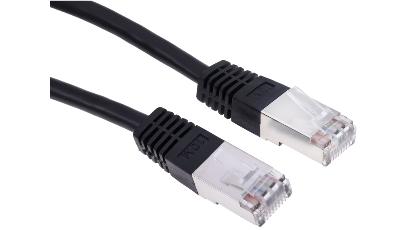 RS PRO Cat6 Male RJ45 to Male RJ45 Ethernet Cable, S/FTP, Black PVC Sheath, 10m