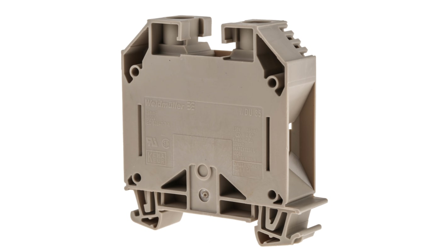 Weidmüller WDU Series Brown Feed Through Terminal Block, 35mm², Single-Level, Screw Termination, ATEX