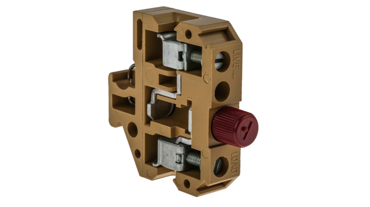 Weidmuller SAKS Series Yellow Fused DIN Rail Terminal, Single-Level, Screw Termination, Fused