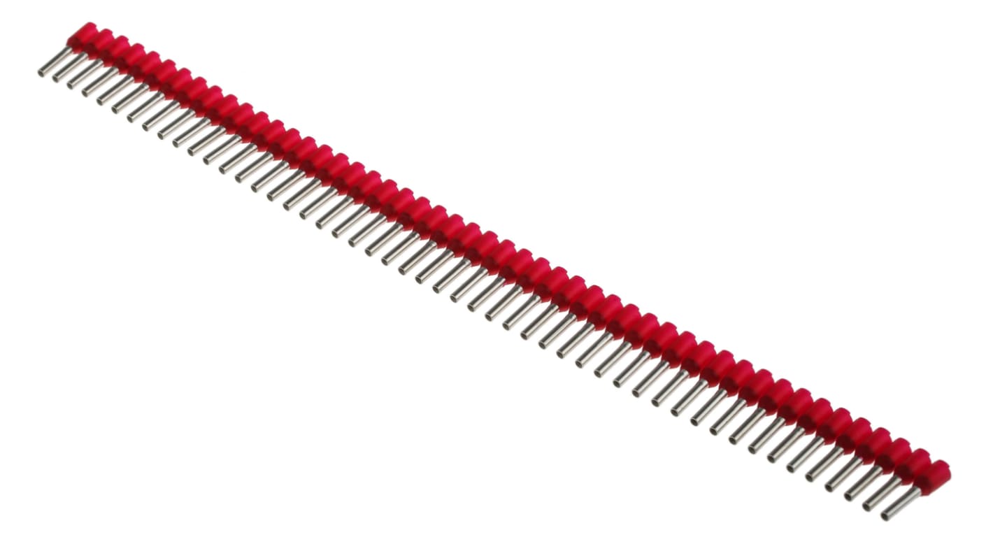 Weidmuller Insulated Crimp Bootlace Ferrule, 8mm Pin Length, 1.4mm Pin Diameter, 1mm² Wire Size, Red