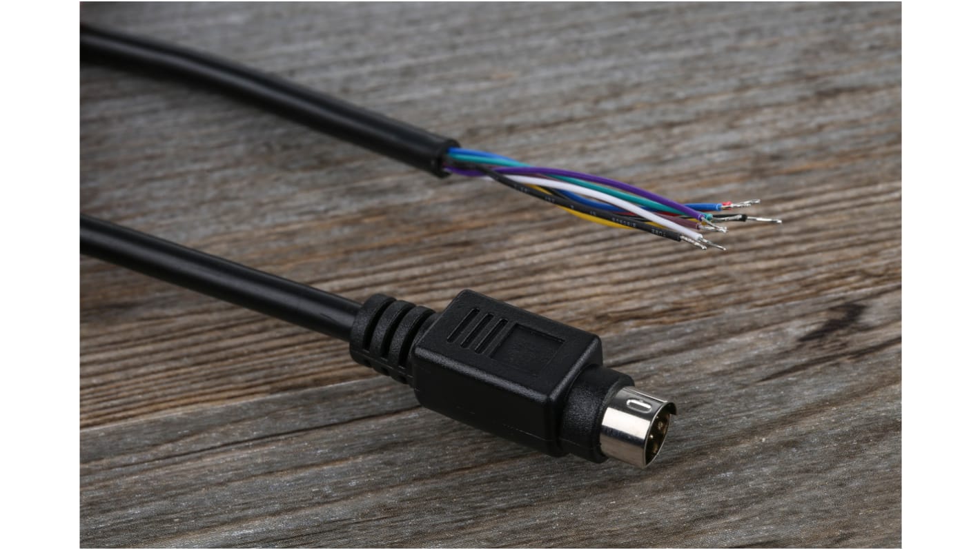 RS PRO Male 8 Pin mini-DIN to Unterminated Black DIN Cable 2m