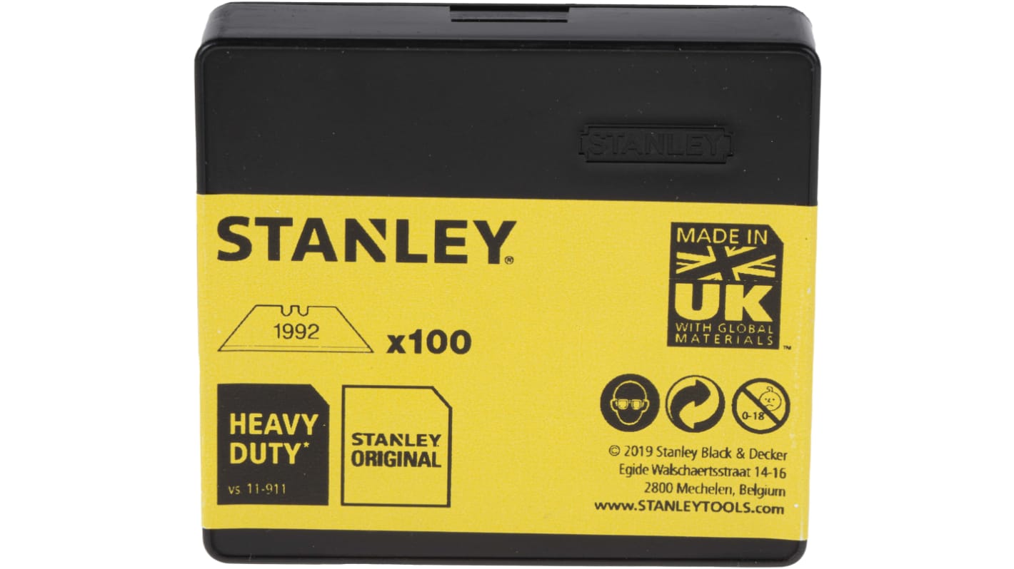 Stanley Flat Safety Knife Blade, 100 per Package