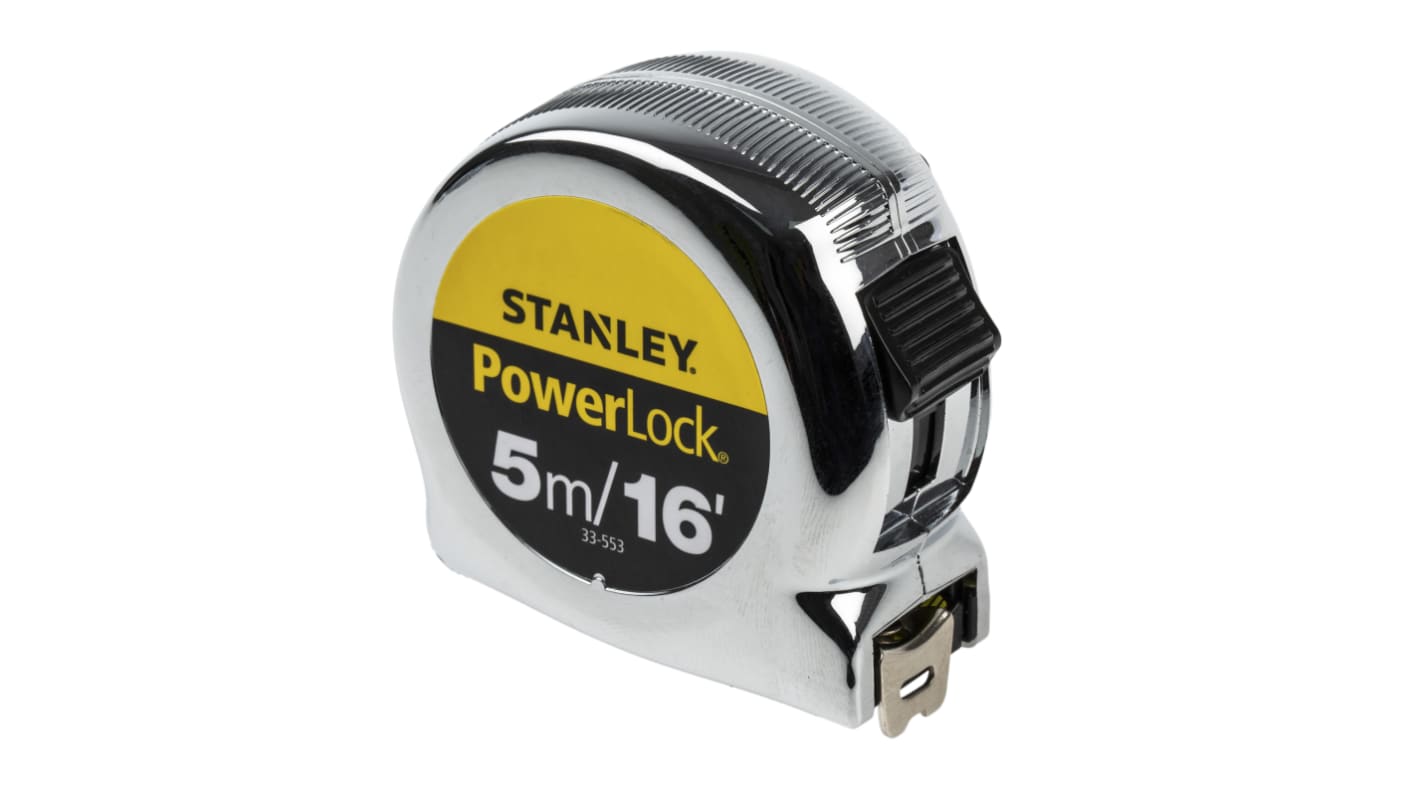 Cinta métrica Stanley PowerLock de 5m, anchura 19 mm con sistemas imperial y métrico