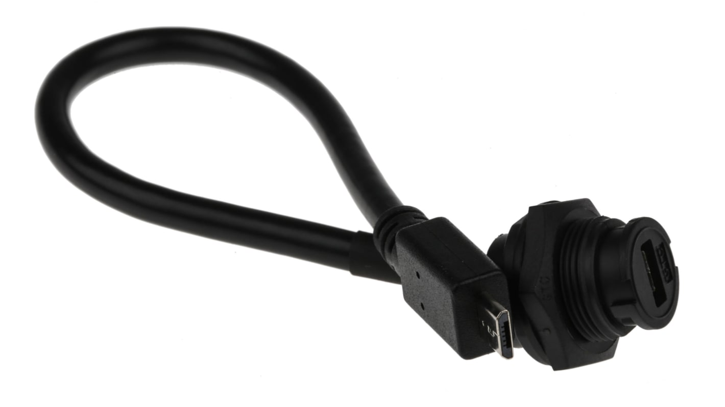 RS PRO USB-Kabel, Micro-USB AB / USB B, 200mm USB 2.0 Schwarz