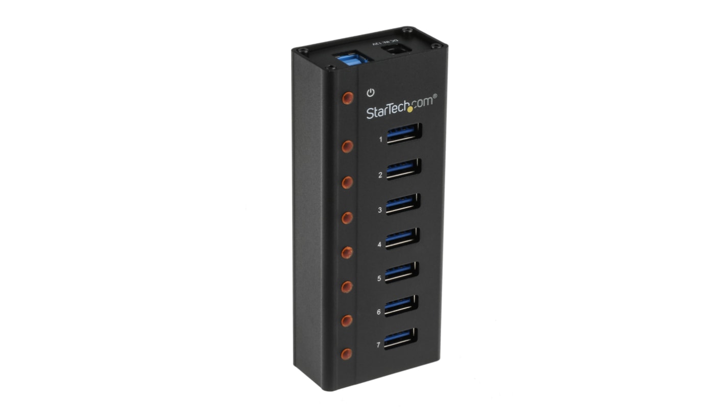 StarTech.com 7 Port USB 3.0 USB A  Hub, AC Adapter Powered, 110 x 44 x 24mm