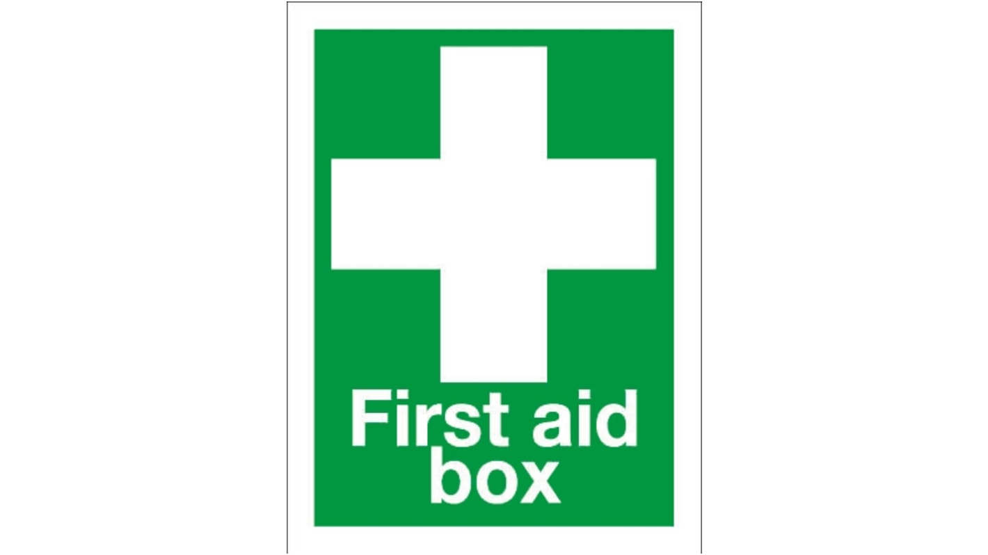 Signs & Labels Erste Hilfe Etikett Vinyl Englisch Grün/Weiß First Aid Box Selbstklebend, B. 150mm