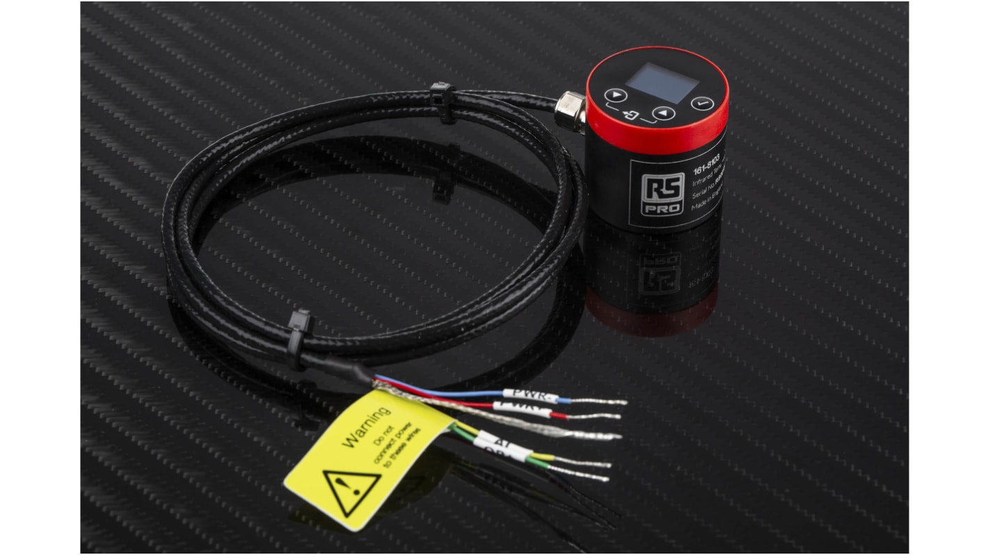 Sensor de temperatura infrarrojo RS PRO , de 0°C a +1000°C, long. cable 1m, salida Alarm, Analógico, Ø 31 mm