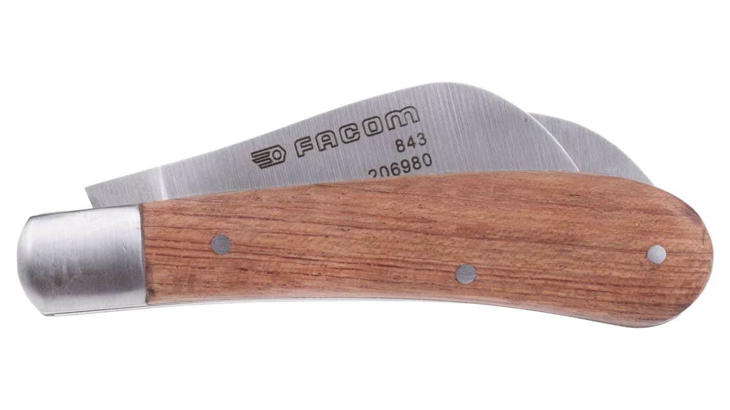 Cuchillo Facom Twin-Blade, con cuerpo de Madera, hoja de acero inoxidable