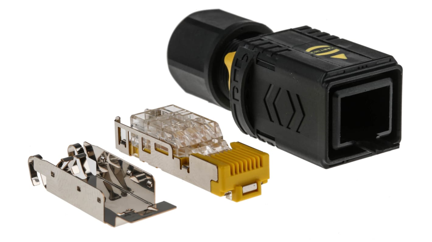 Conector RJ45 Cat6 Macho HARTING serie PushPull V4, de vías, apantallamiento Contacto con apantallamiento en 360°