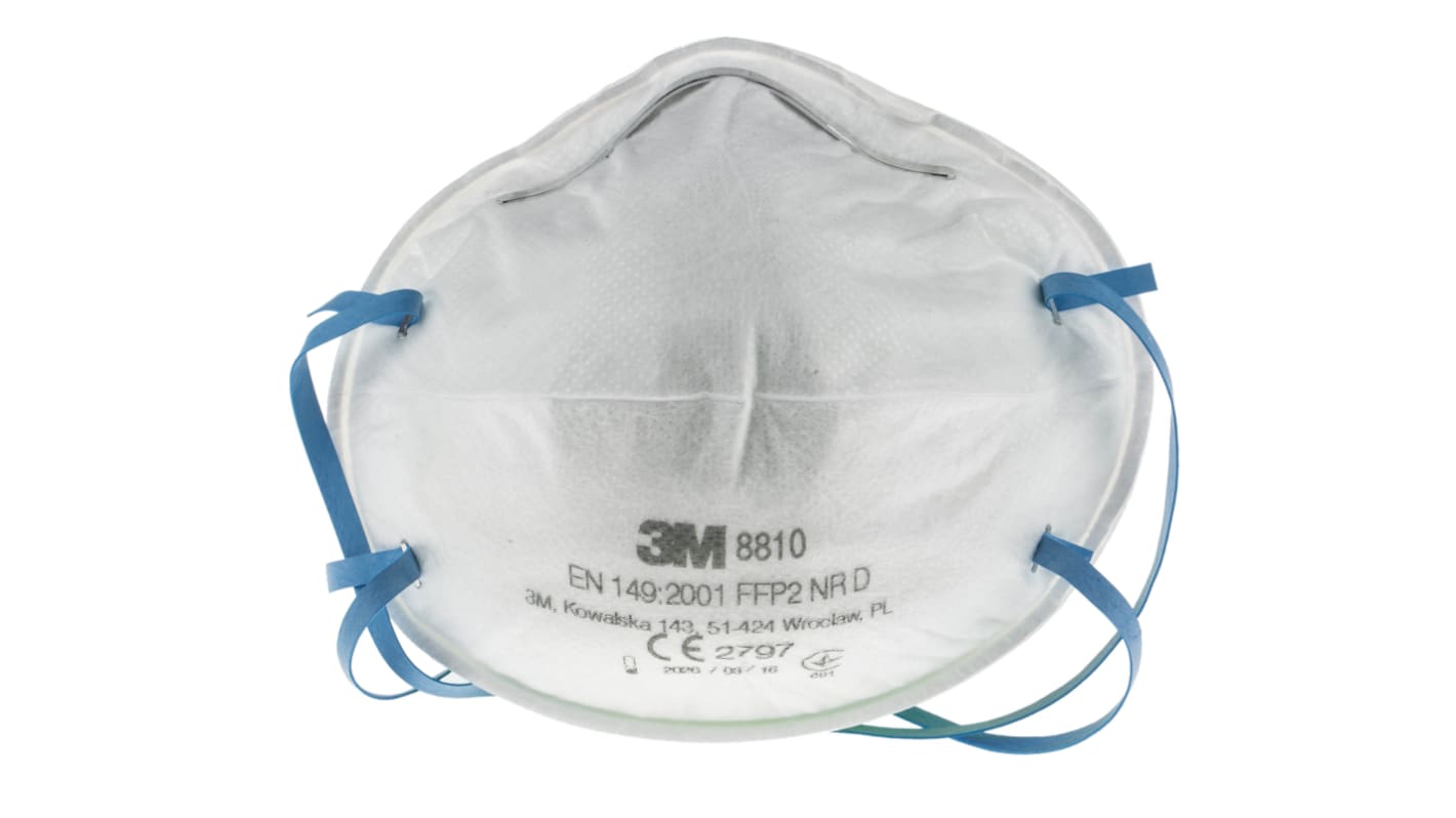 Masque respiratoire jetable 3M FFP2 série 8000,  avec clip nasal réglable, Blanc x 20