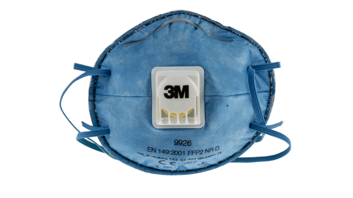 Masque respiratoire 3M FFP2 série 9900 Speciality,  avec clip nasal réglable, Bleu, Blanc x 10