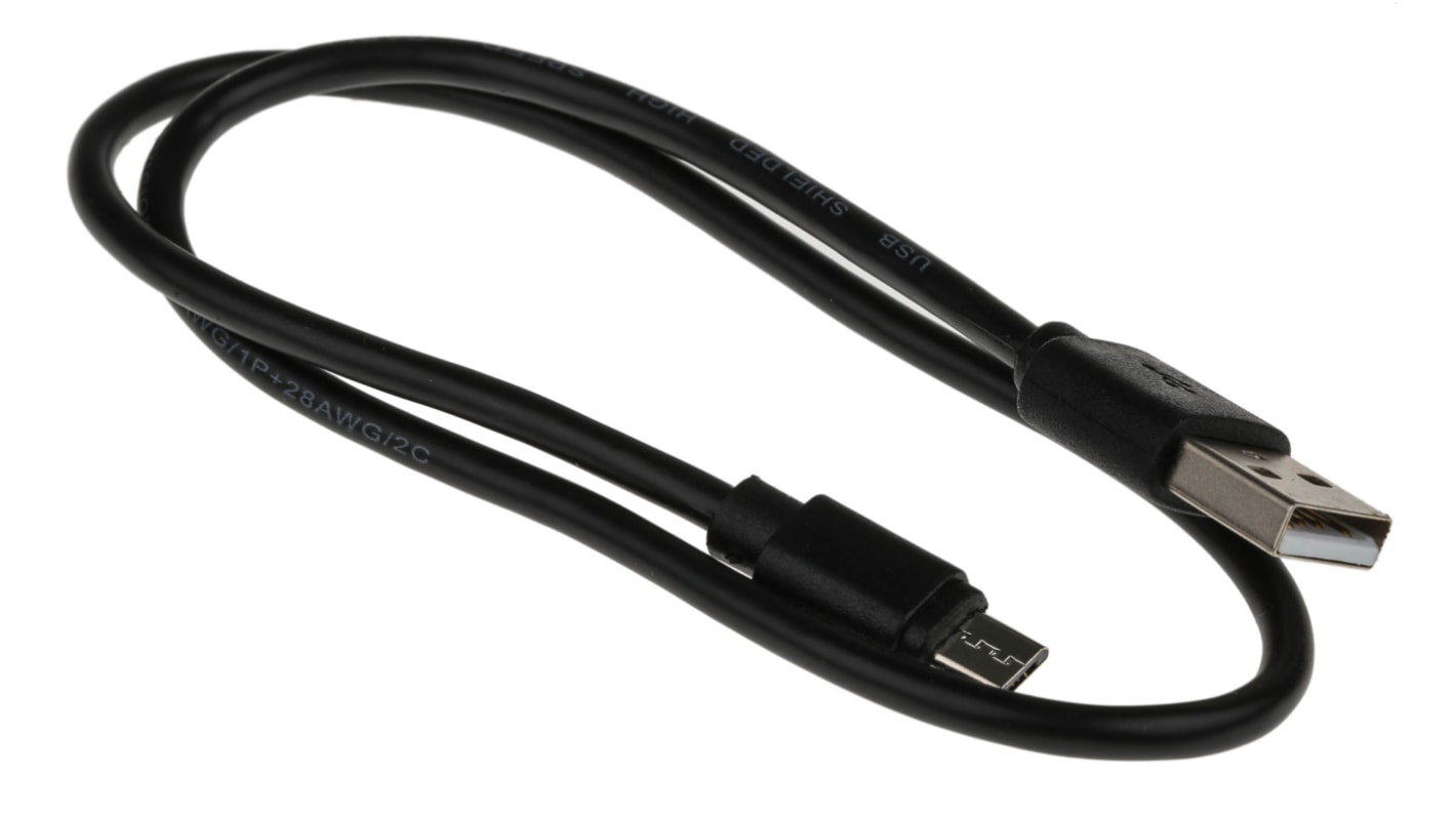 RS PRO USB 2.0 Cable, Male USB A to Male Micro USB B Cable, 500mm RS