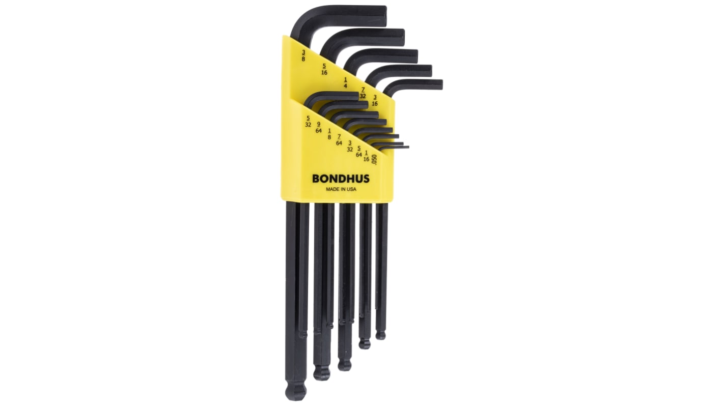 Bondhus 13 piece L Shape Imperial Hex Key Set, 0.05 → 7/32"