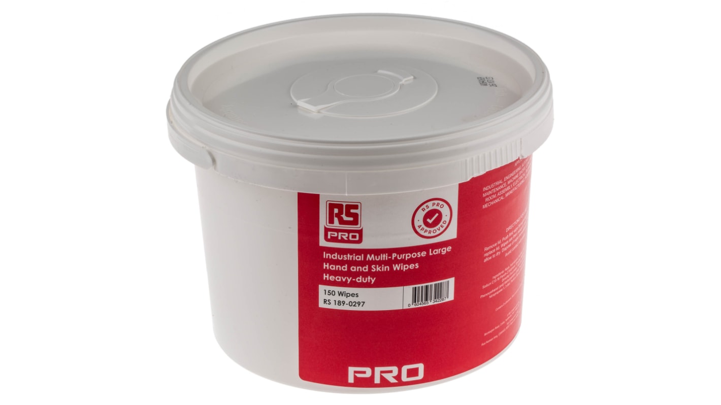 RS PRO Wet Hand Wipes, Bucket of 150