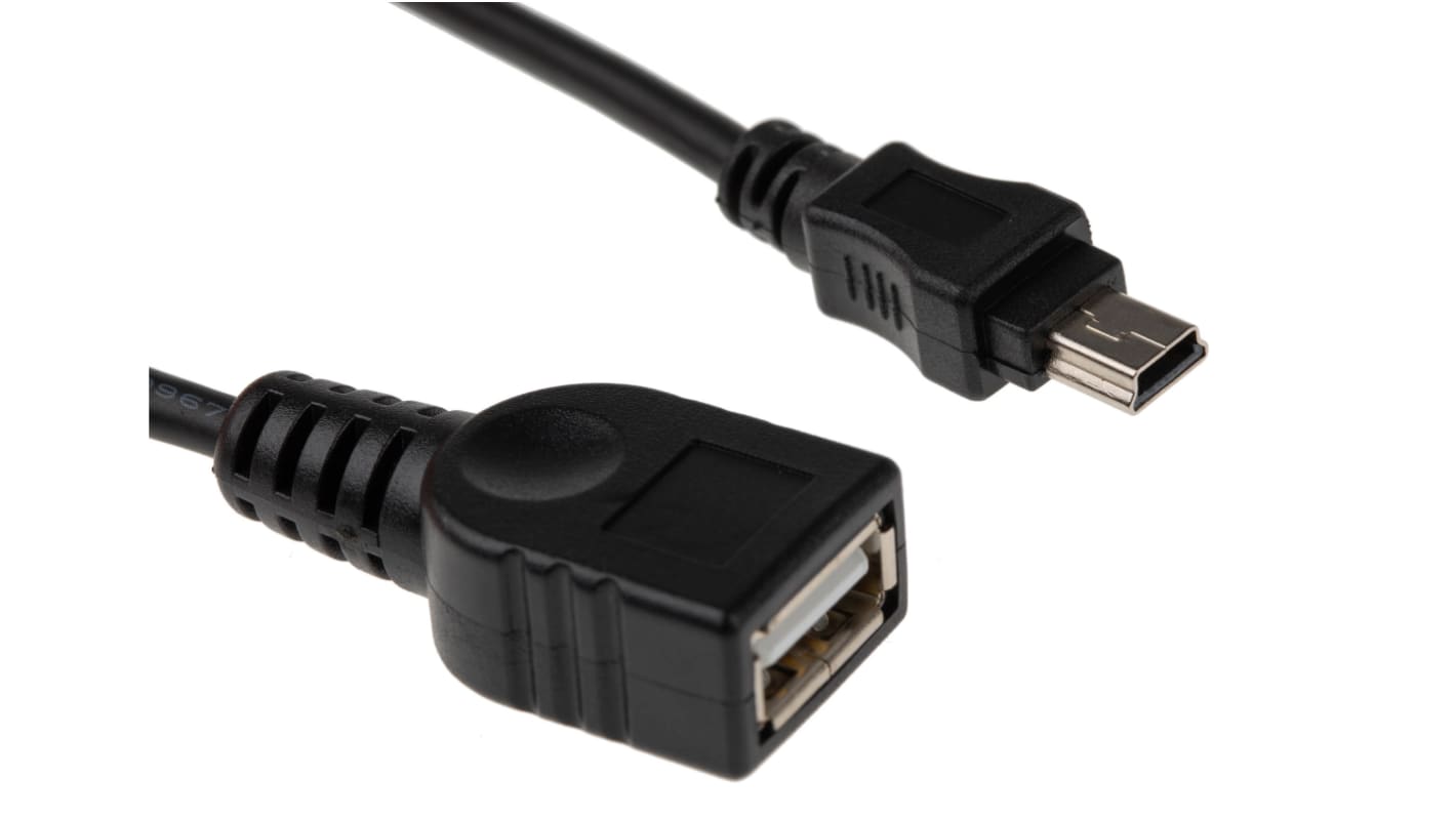 StarTech.com USB 2.0 Cable, Female USB A to Male Mini USB B USB-A to USB Mini-B Cable, 0.3m