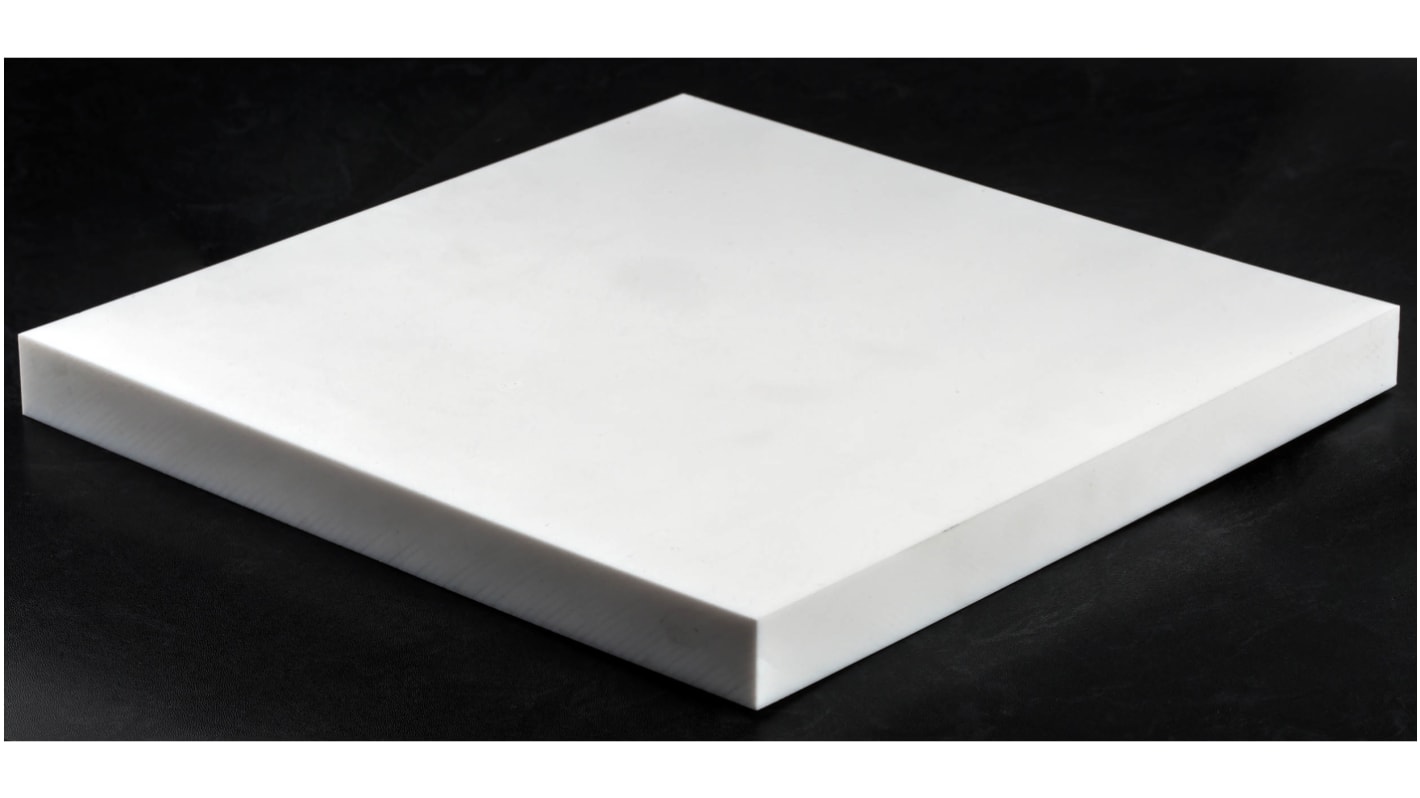 Foglio di plastica Tipo pieno RS PRO in PTFE, Bianco, 300mm x 300mm x 25mm