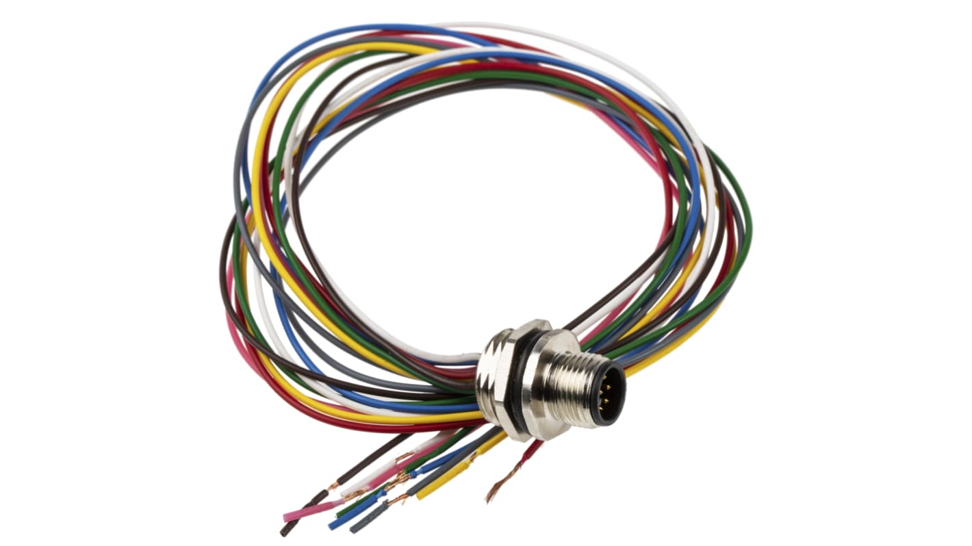 RS PRO M12 Rundsteckverbinder Stecker 8-polig / 2.0A Frontmontage IP 67