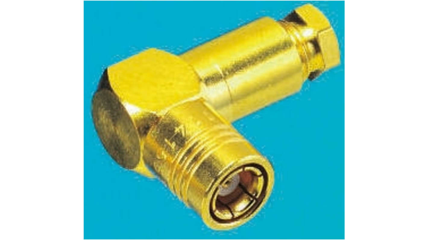 Conector coaxial Radiall R114163000W, Macho, Ángulo de 90° , Impedancia 50Ω, Montaje de Cable, Terminación de